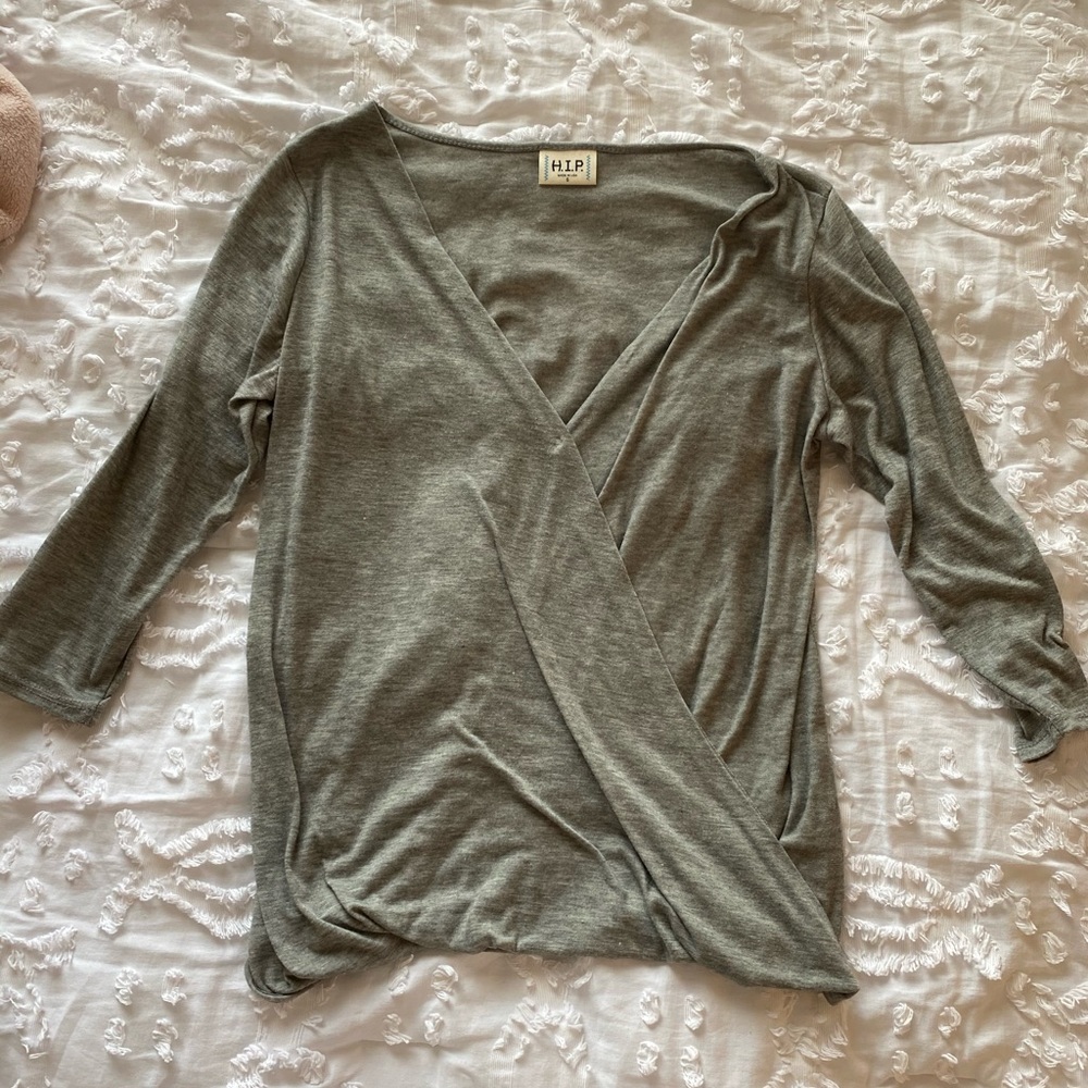 Gray Crossed Top